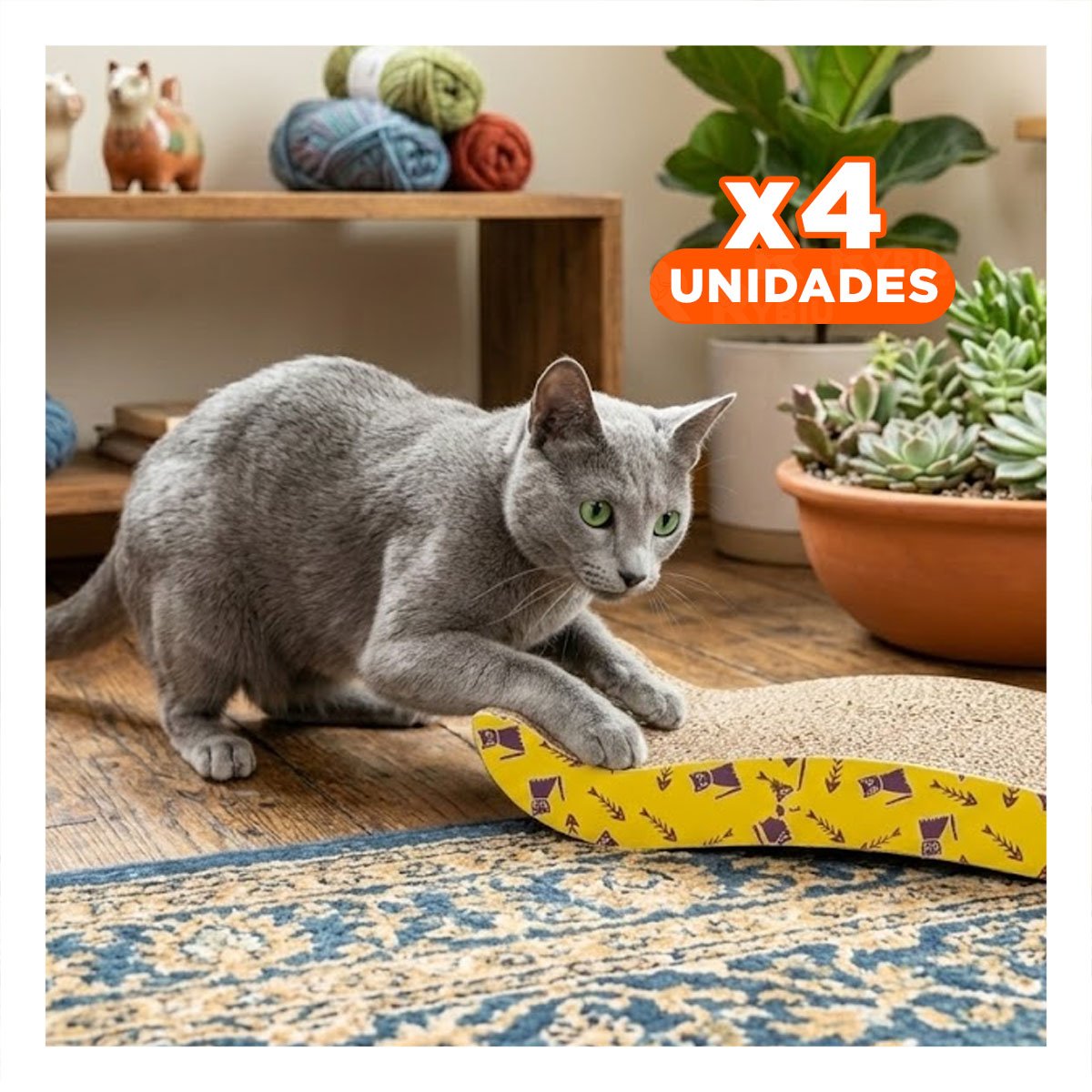 PACK4 CAMA PARA GATOS EN FORMA DE C CON AREA PARA RASCAR - 1