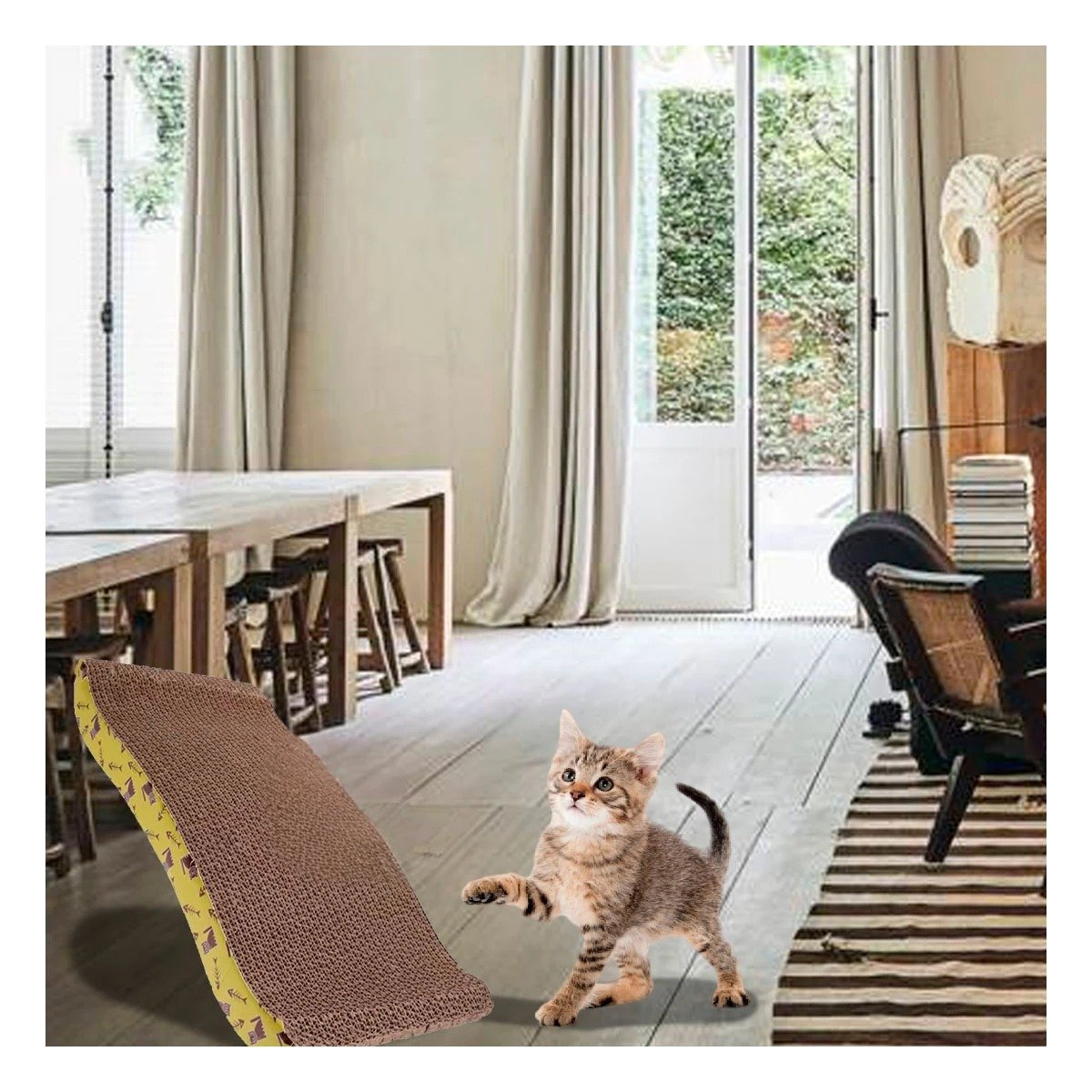 PACK2 CURVA DE RASGADO PARA GATOS EN FORMA DE C CON DISENO MODERNO - 3