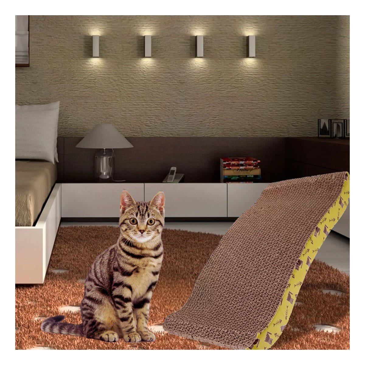 PACK2 CURVA DE RASGADO PARA GATOS EN FORMA DE C CON DISENO MODERNO - 5