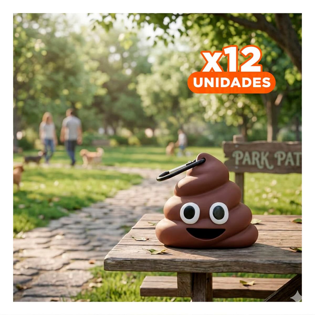 PACK12 PORTA BOLSAS RESISTENTE EN FORMA DE POPO MARRON - 1