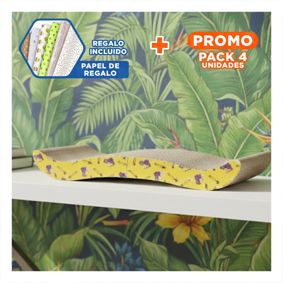 PACK4 GIMNASIO PARA GATOS EN FORMA DE C CON DISENO COMPACTO Y+PAPEL REGALO - 1