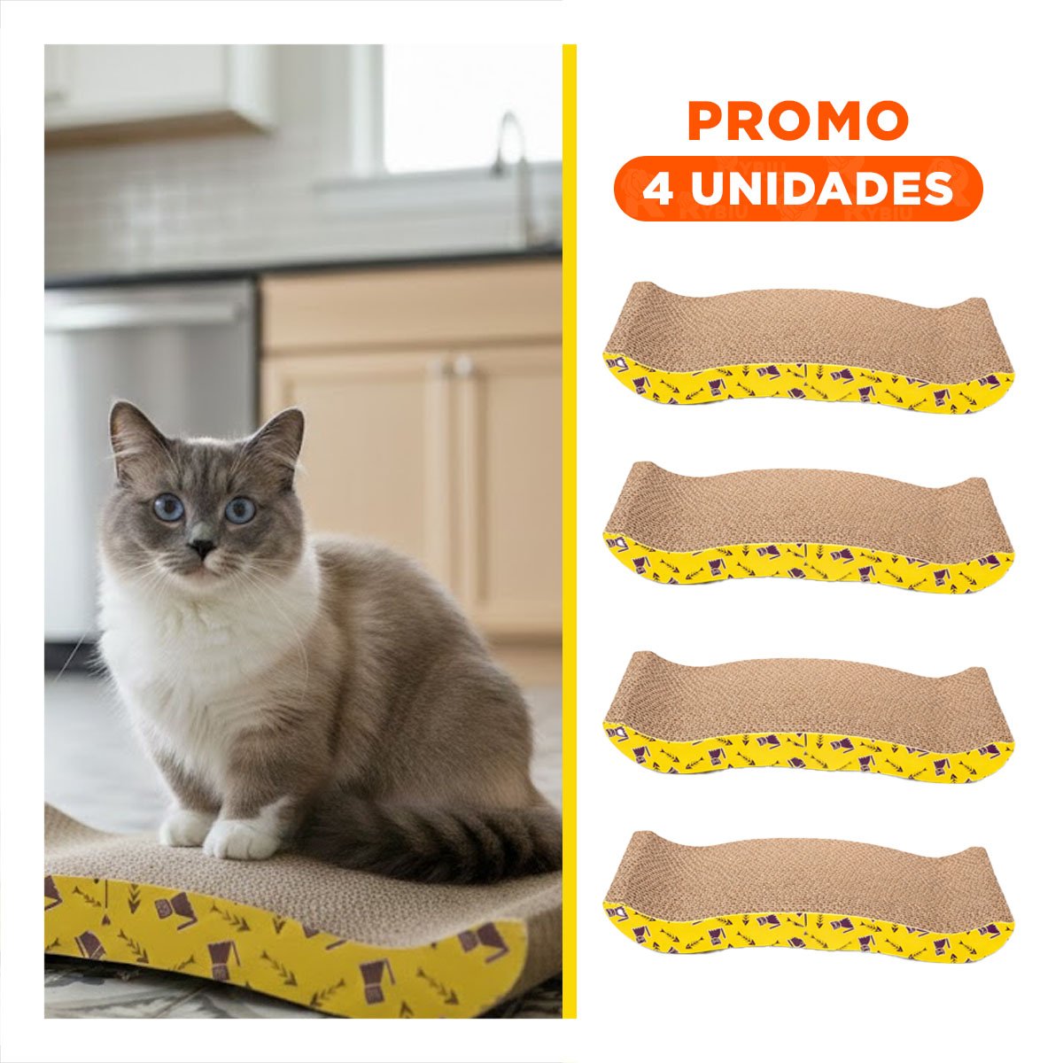 PACK4 CIRCUITO PARA GATOS EN FORMA DE C CON SUPERFICIE DURABLE Y+REGALO STICKER - 1