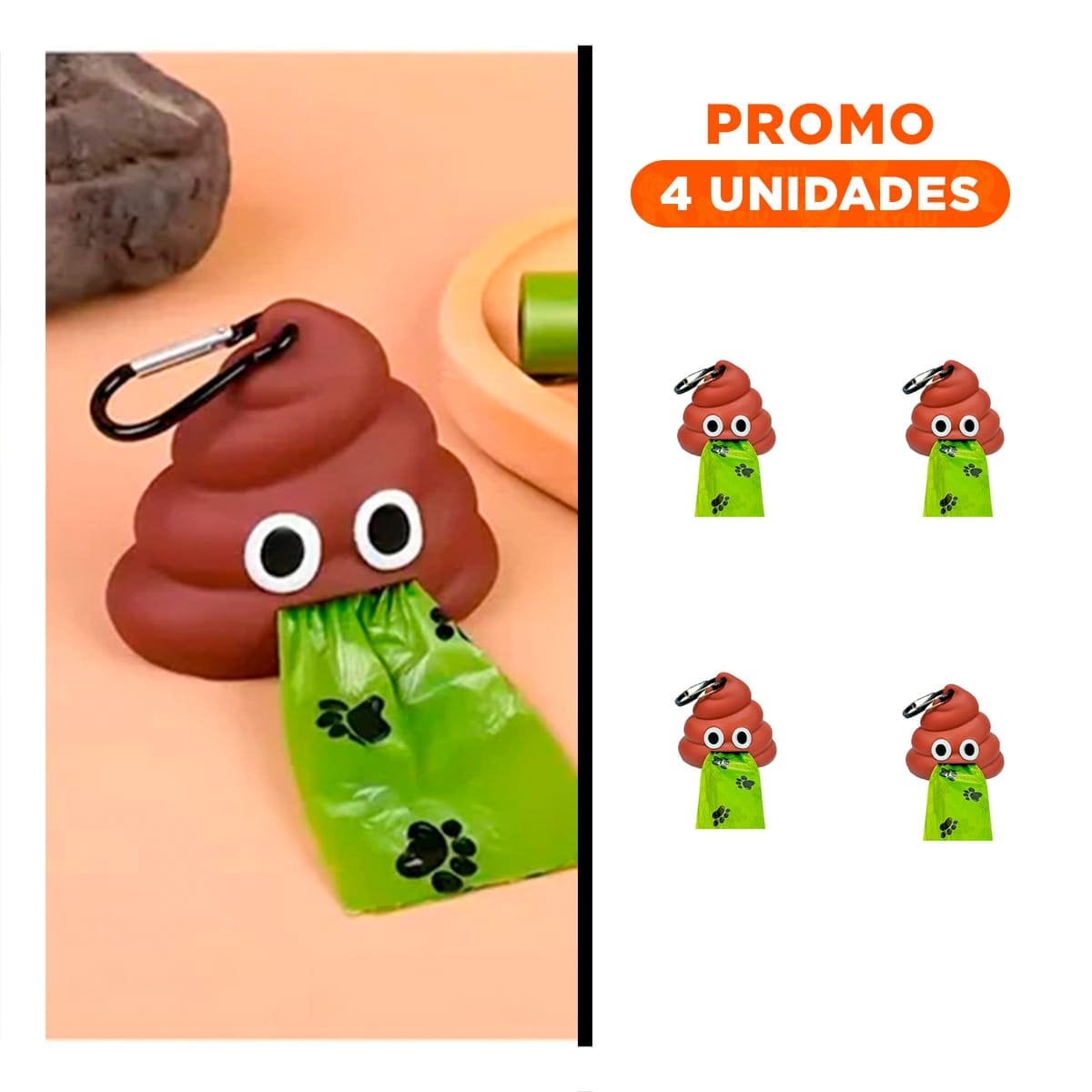 PACK4 CONTENEDOR LIGERO DE BOLSAS EN FORMA DE POPO MARRON Y+REGALO STICKER - 1