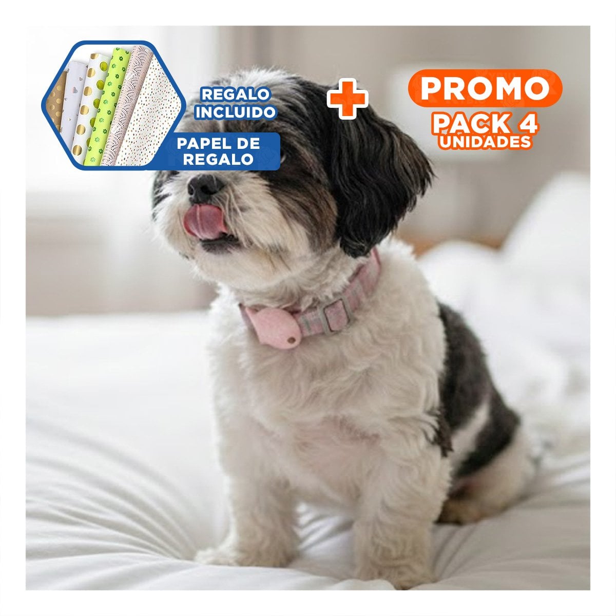 PACK4 GARGANTILLA COMODA MODELO PEZ ROSADO PARA MASCOTA Y+PAPEL REGALO - 1