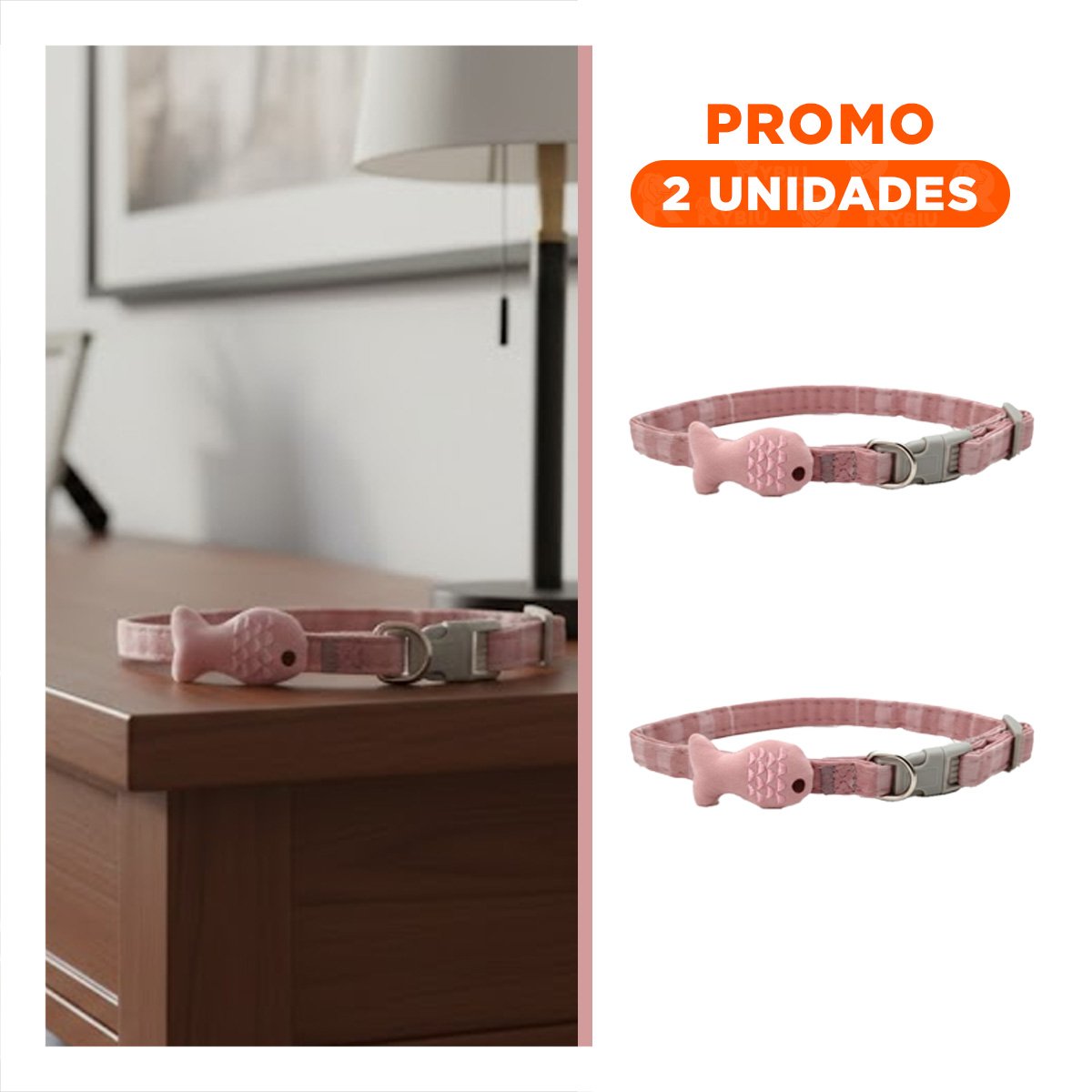 PACK2 CINTA LIGERA MODELO PEZ ROSADO PARA MASCOTA - 1