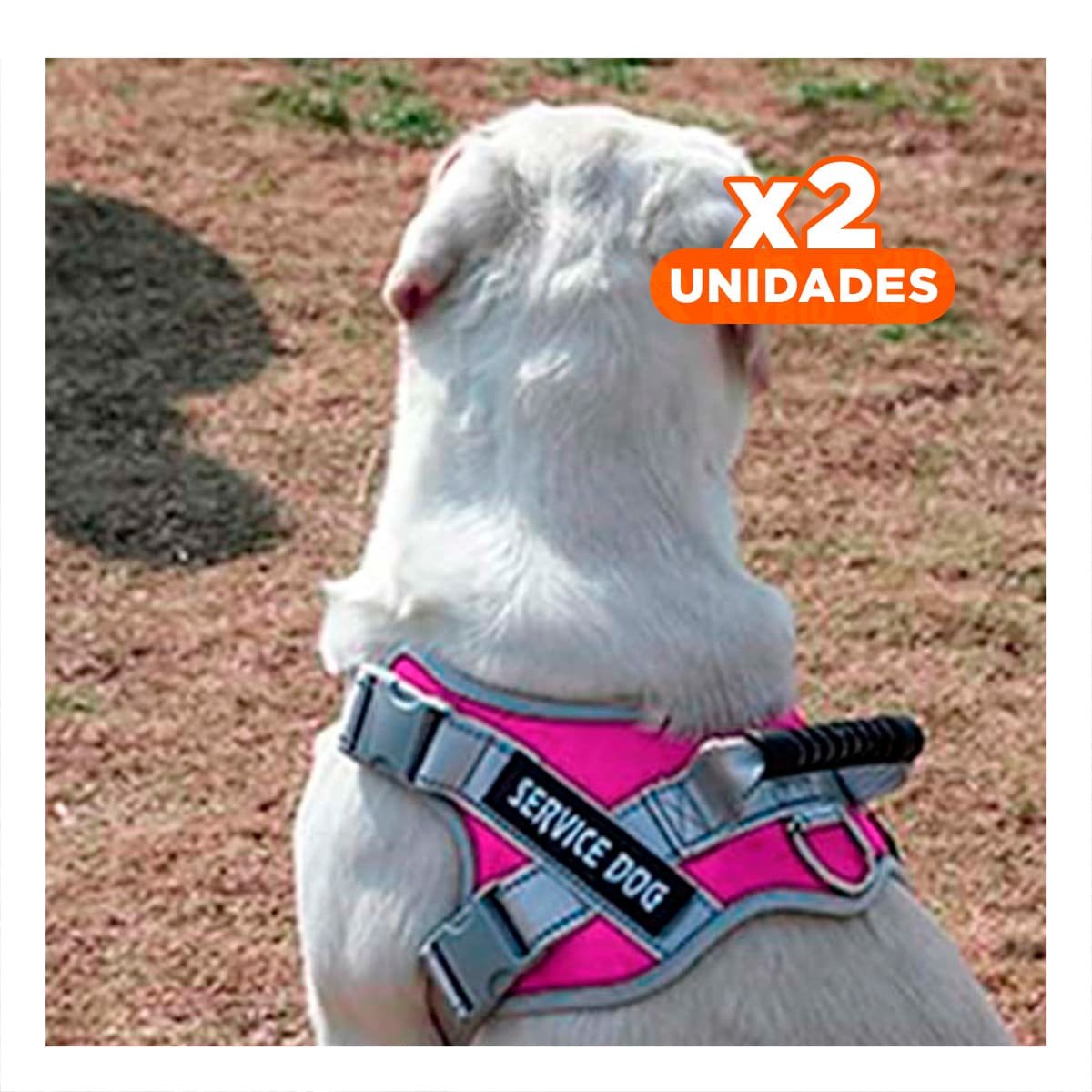 PACK2 PETO AJUSTABLE SERVICE DOG TALLA XS FUCSIA CON ASA Y+REGALO STICKER - 1