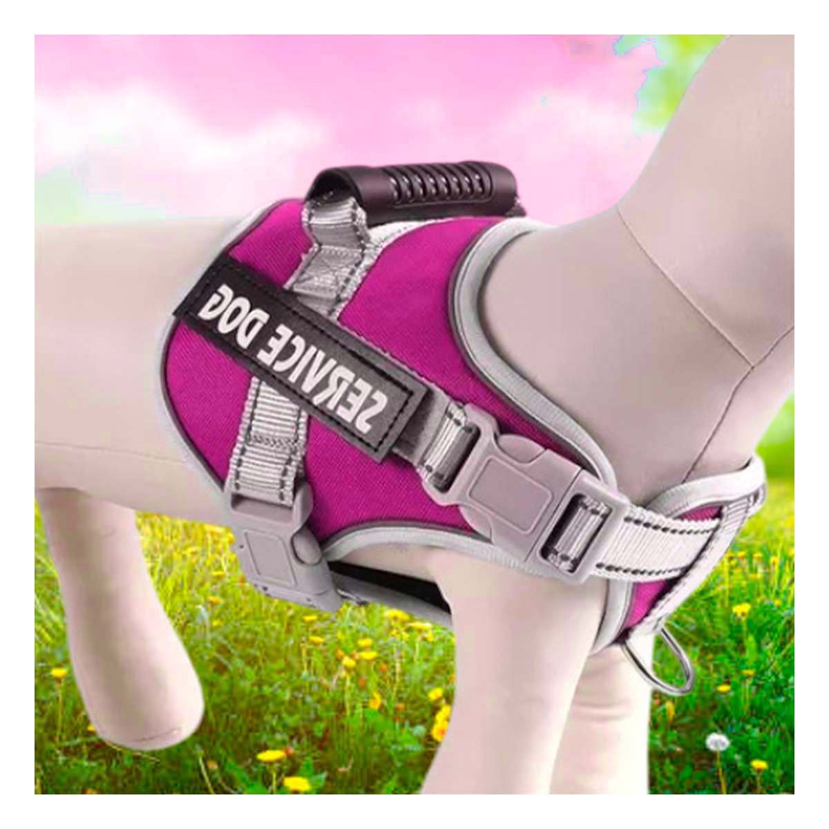 PETO PROFESIONAL SERVICE DOG TALLA XS FUCSIA CON ASA Y+REGALO STICKER - 5