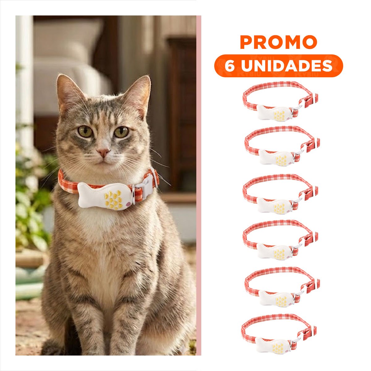 PACK6 CORREA COMODA MODELO PEZ ROJO PARA MASCOTA - 1