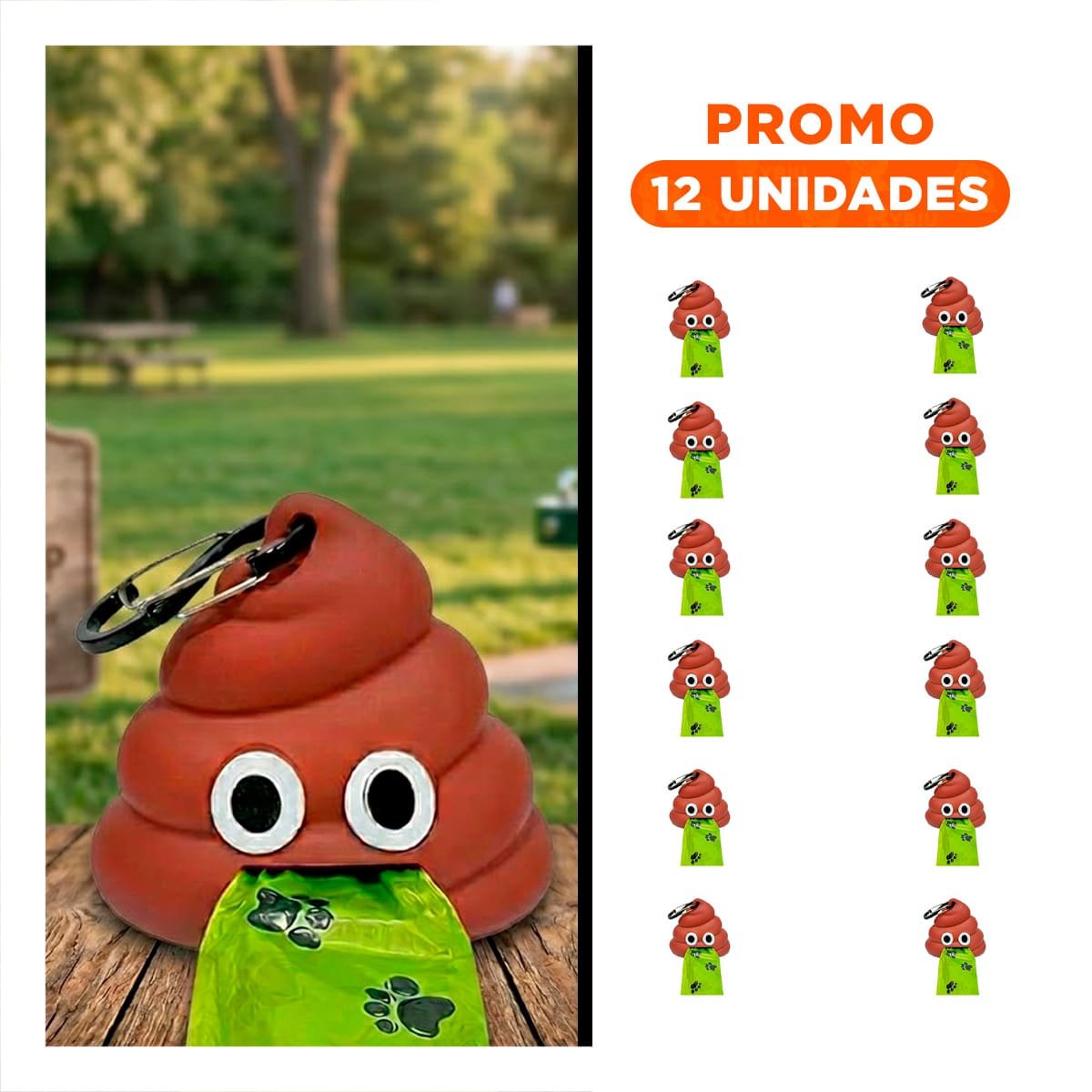 PACK12 ESTUCHE RESISTENTE DE BOLSAS EN FORMA DE POPO MARRON Y+REGALO STICKER - 1