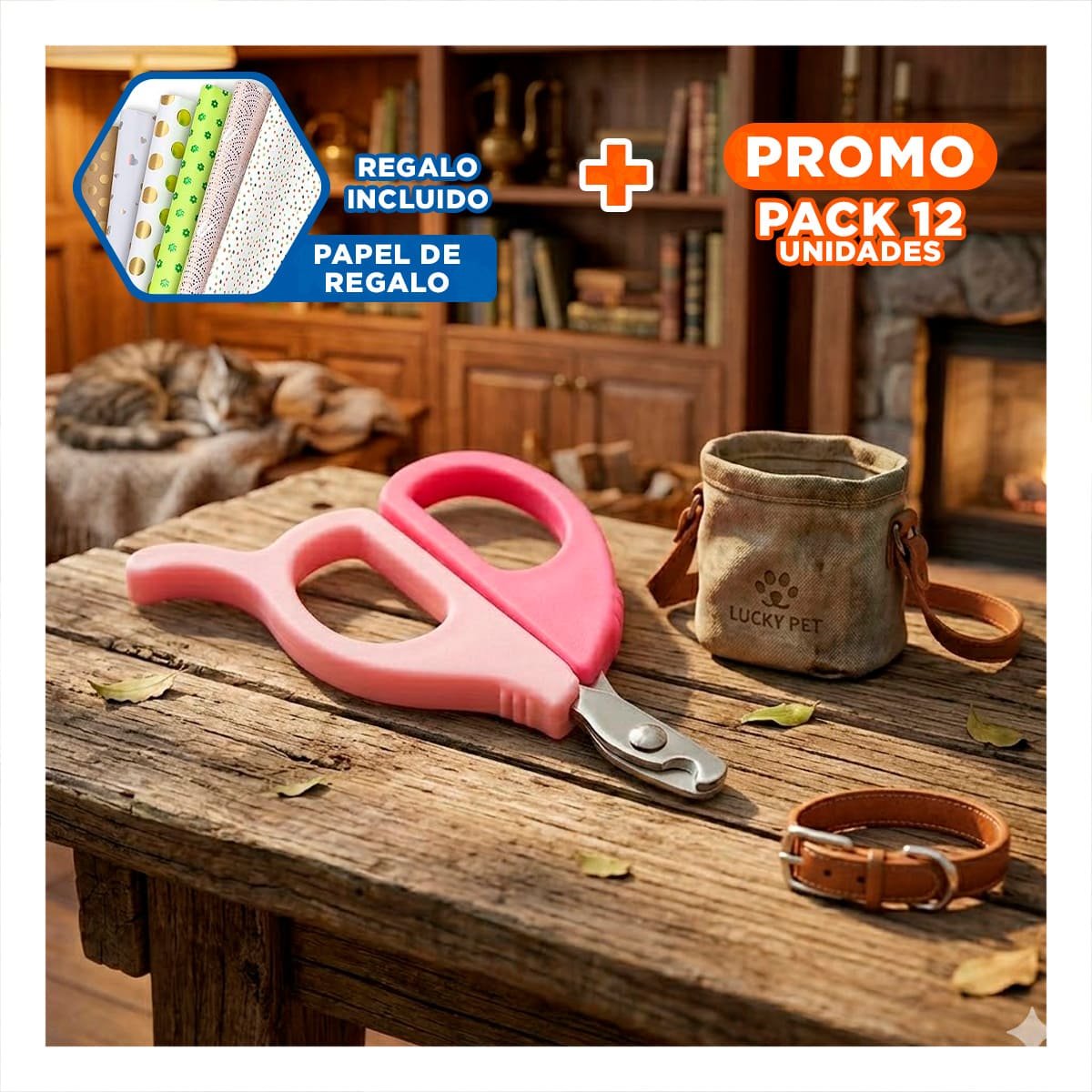 PACK12 ALICATE ERGONOMICO PARA GATOS Y CACHORROS ROSADO Y+PAPEL REGALO - 1