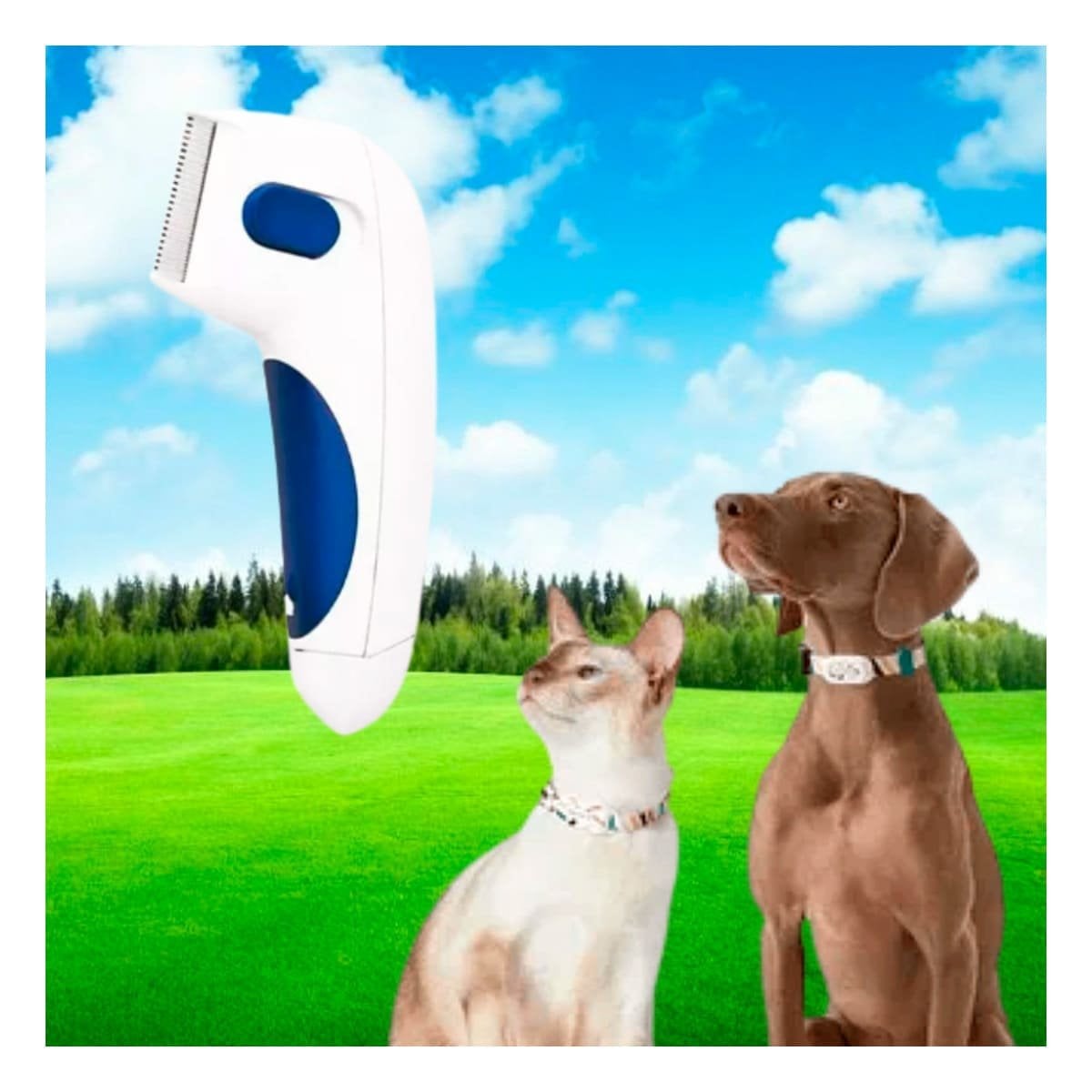 PEINE MATA PIOJOS ELECTRICO BLANCO CON AZUL PARA PERROS Y+LIGAS REGALO - 1