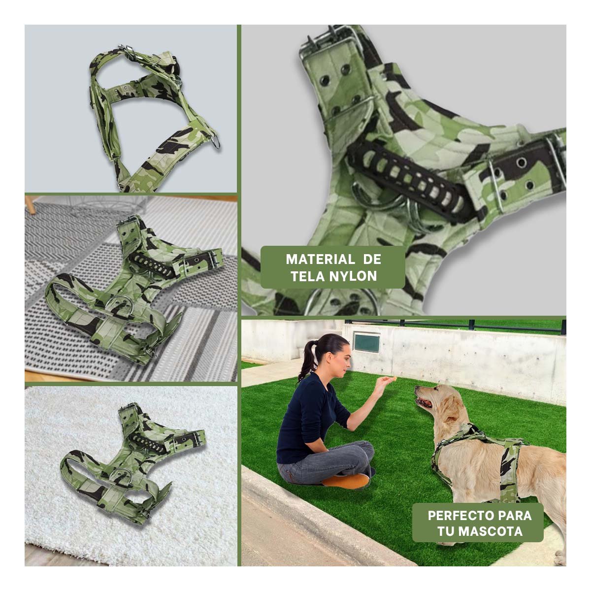 EQUIPO CANINO DOG STRONG VERDE OSCURO TALLA S CON AJUSTE PRACTICO Y+POST IT - 5