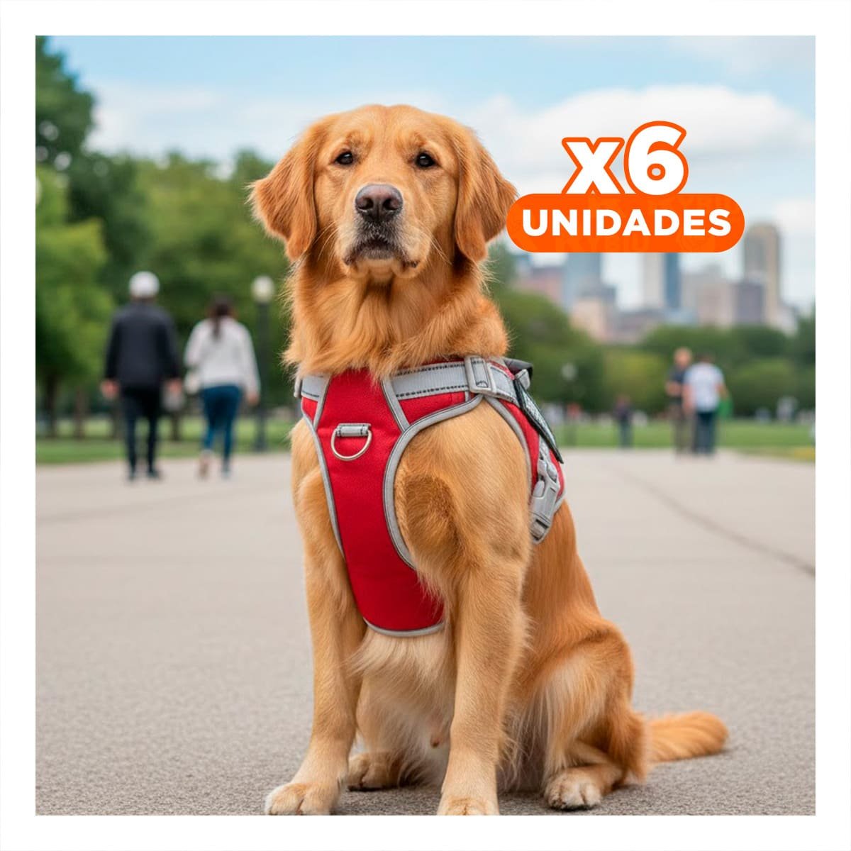 PACK6 PECHERA COMODA SERVICE DOG TALLA XS ROJO CON ASA Y+REGALO STICKER - 1