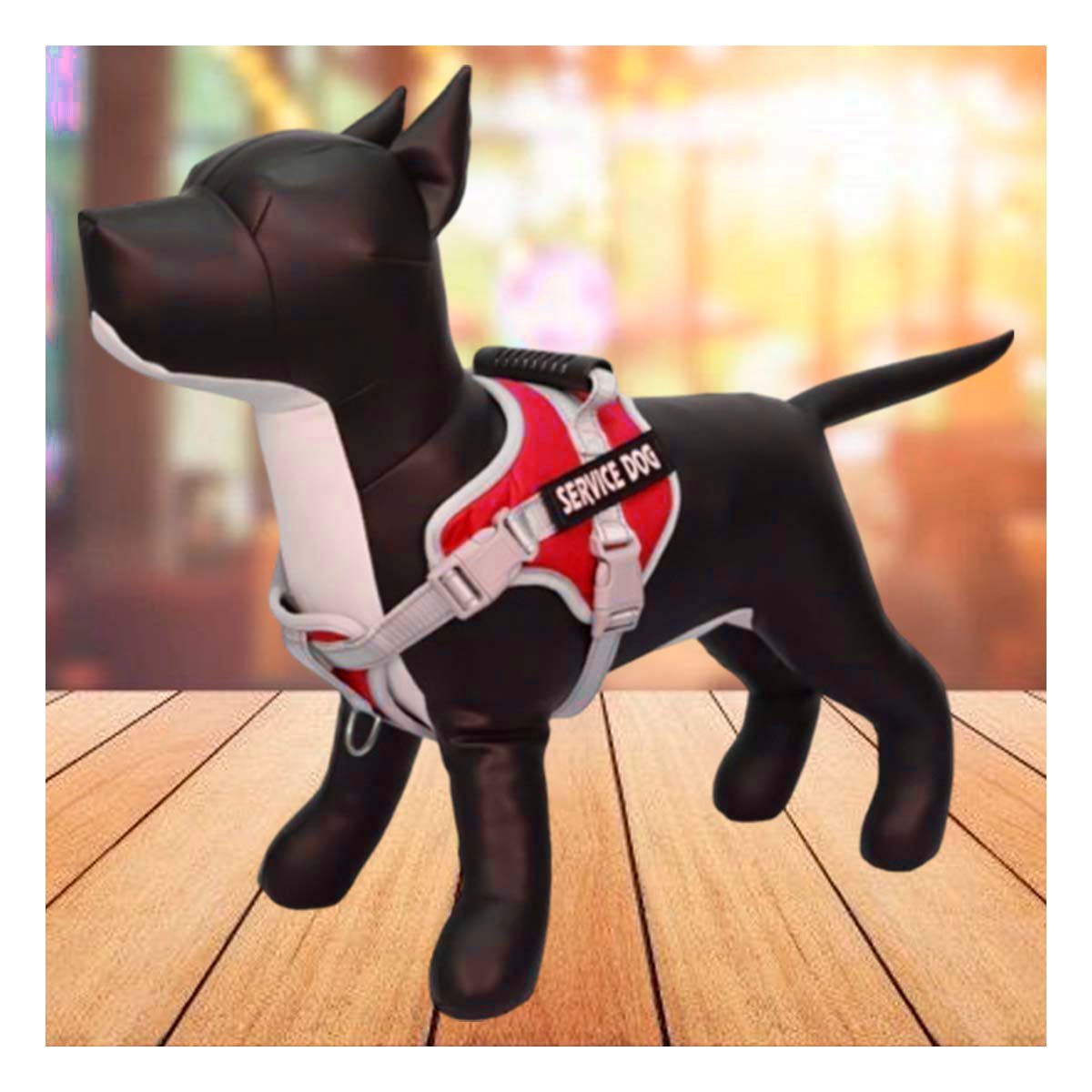 PACK6 PECHERA COMODA SERVICE DOG TALLA XS ROJO CON ASA Y+REGALO STICKER - 5