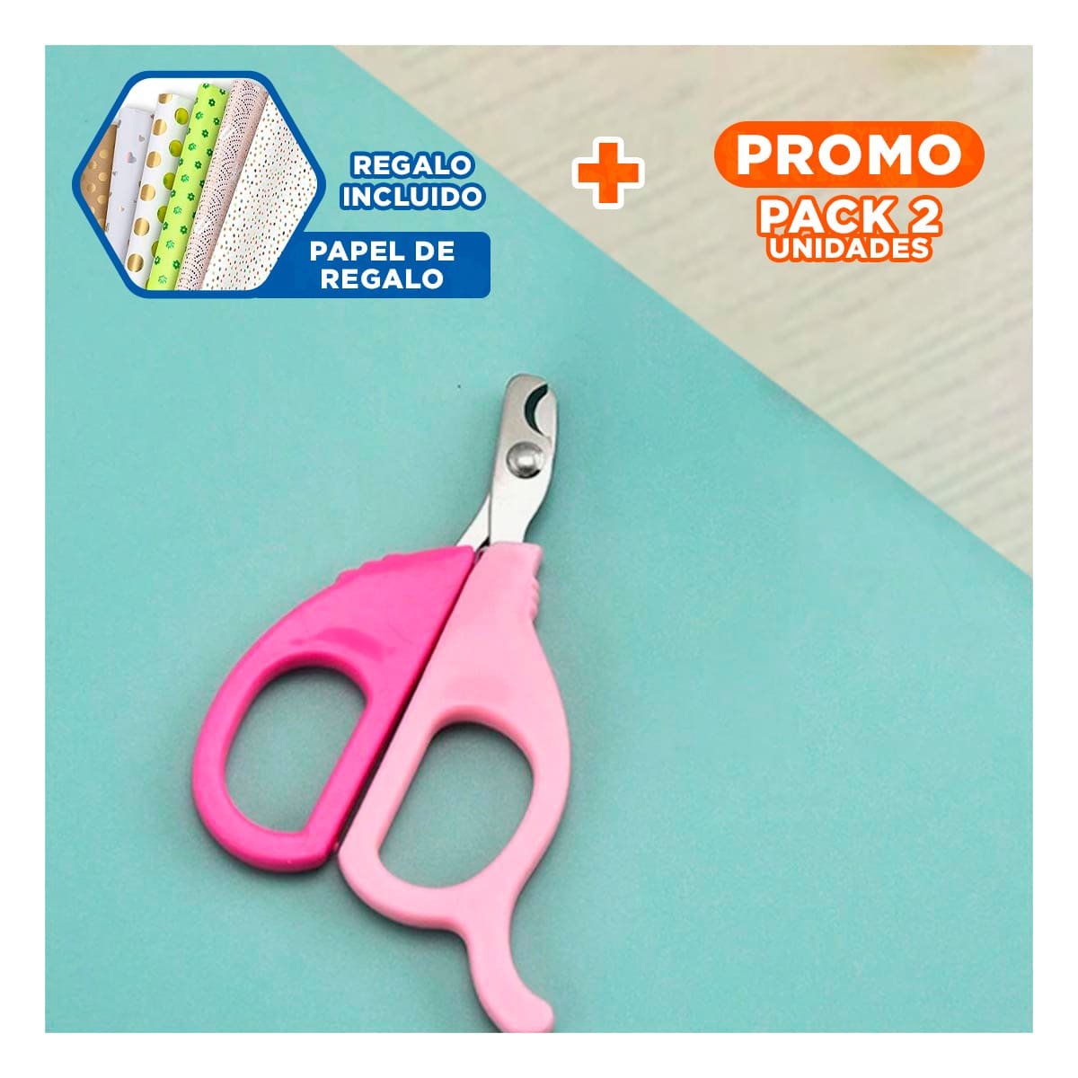 PACK2 PINZA COMPACTA PARA GATOS Y CACHORROS ROSADO Y+PAPEL REGALO - 1