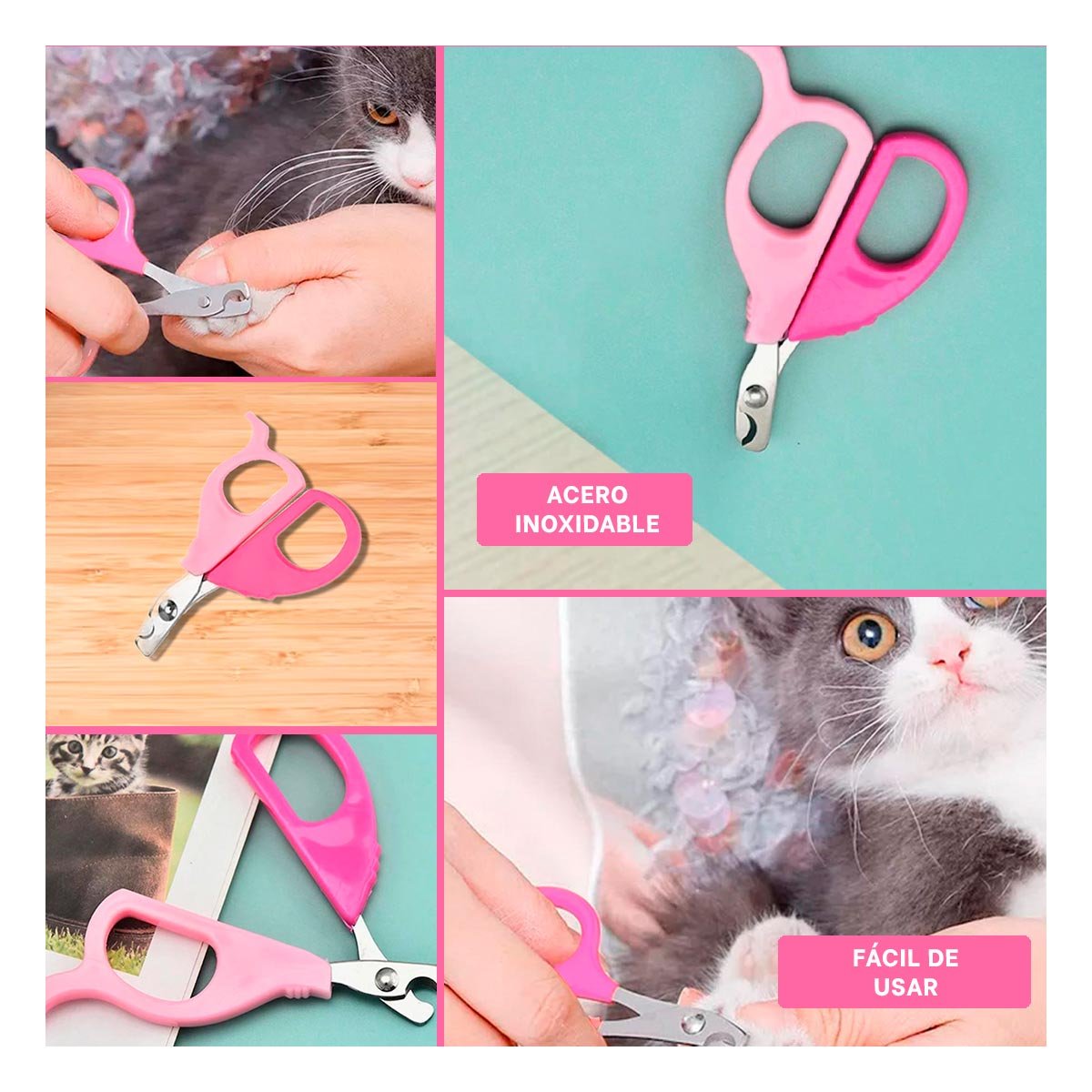 PACK2 PINZA COMPACTA PARA GATOS Y CACHORROS ROSADO Y+PAPEL REGALO - 3