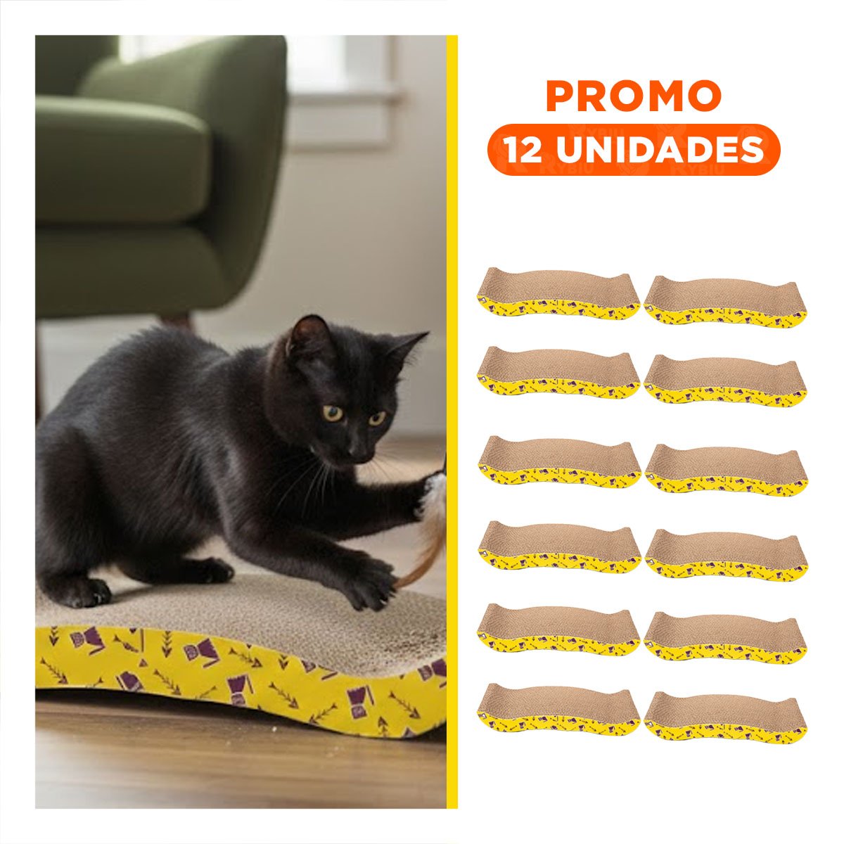 PACK12 CENTROINTERACTIVO PARA GATOS EN FORMA DE C CON DISENO MODERNO Y+REGALO STICKER - 1