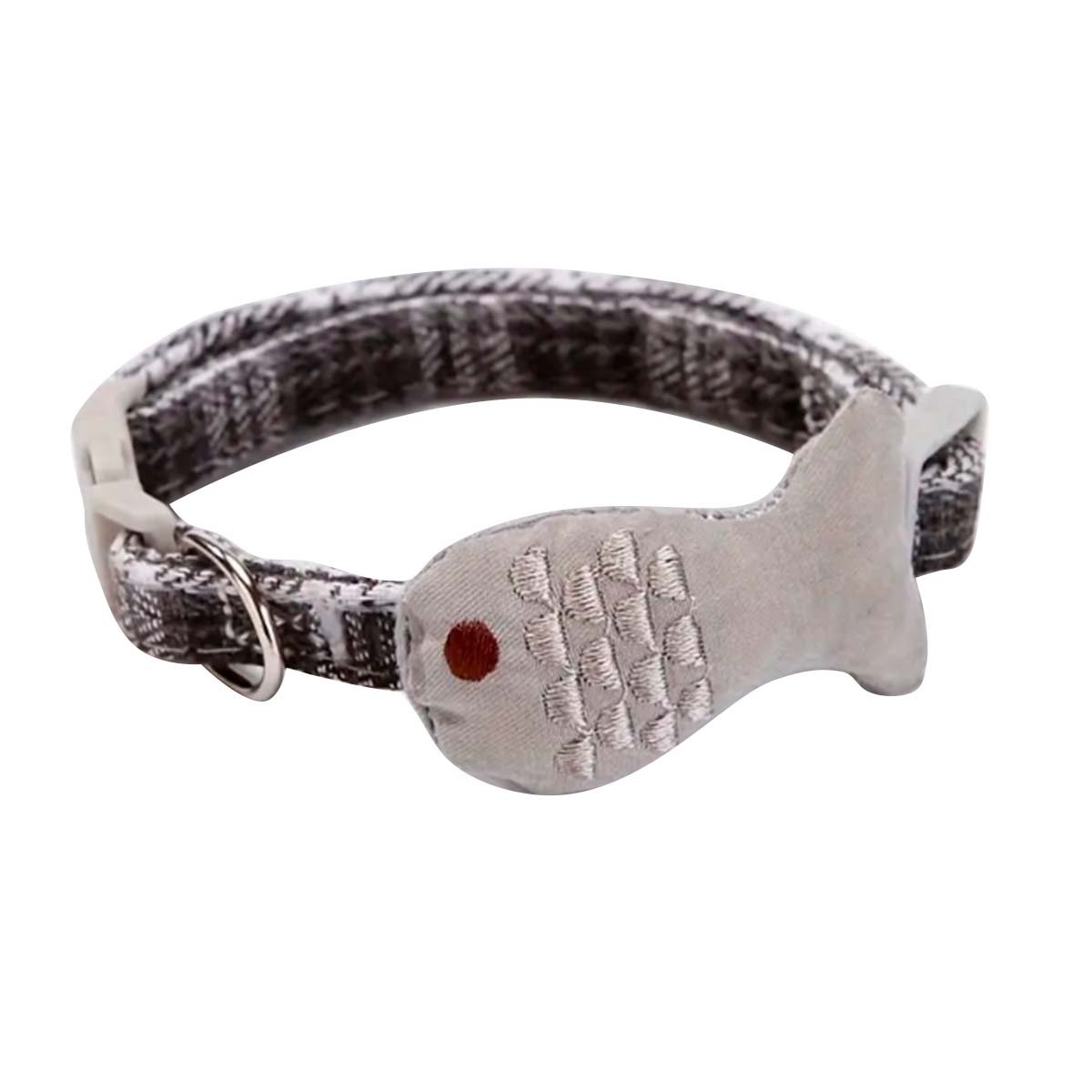 COLLARIN AJUSTABLE MODELO PEZ GRIS PARA MASCOTA Y+REGALO STICKER - 3