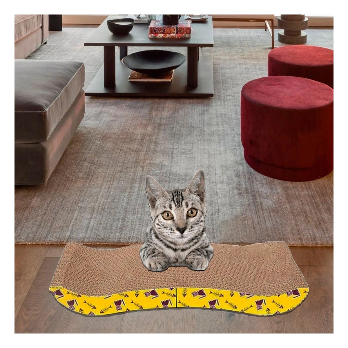 PACK12 PLATAFORMACURVA PARA GATOS EN FORMA DE C CON BASE FIRME - 3