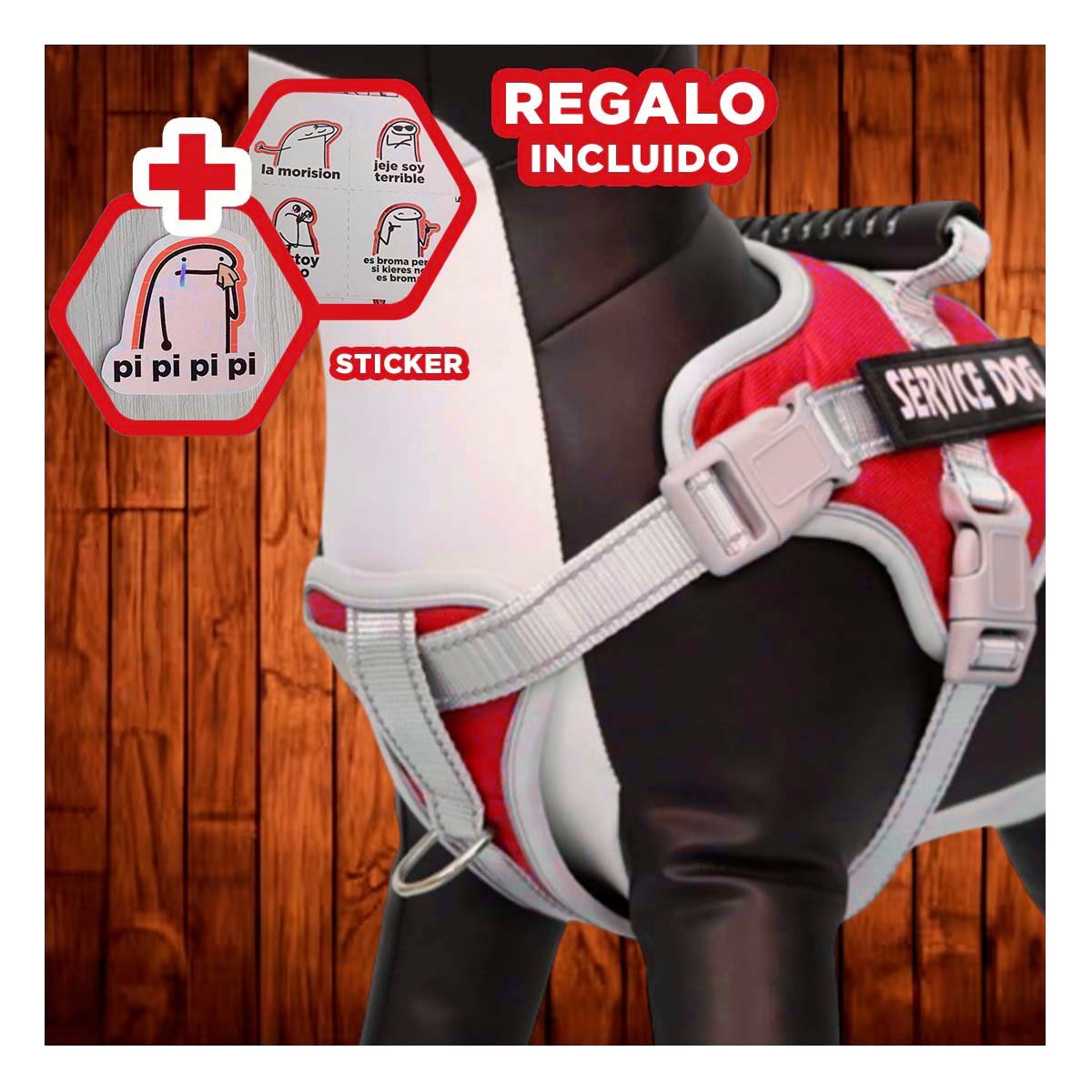 PETO PROFESIONAL SERVICE DOG TALLA XS ROJO CON ASA Y+REGALO STICKER - 1