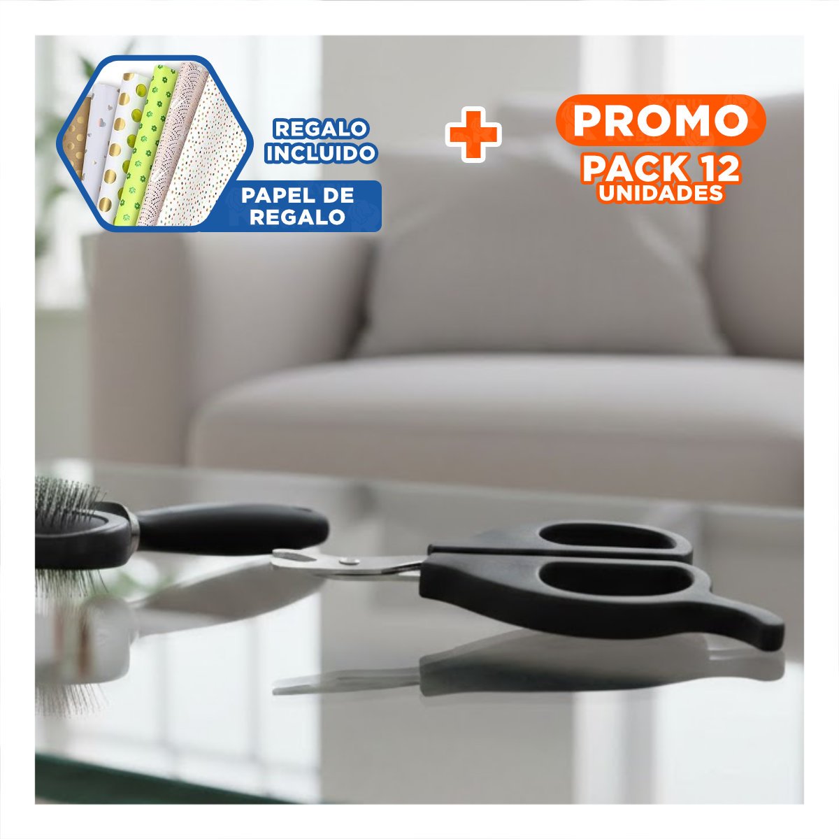 PACK12 ALICATE ERGONOMICO PARA GATOS Y CACHORROS NEGRO Y+PAPEL REGALO - 1