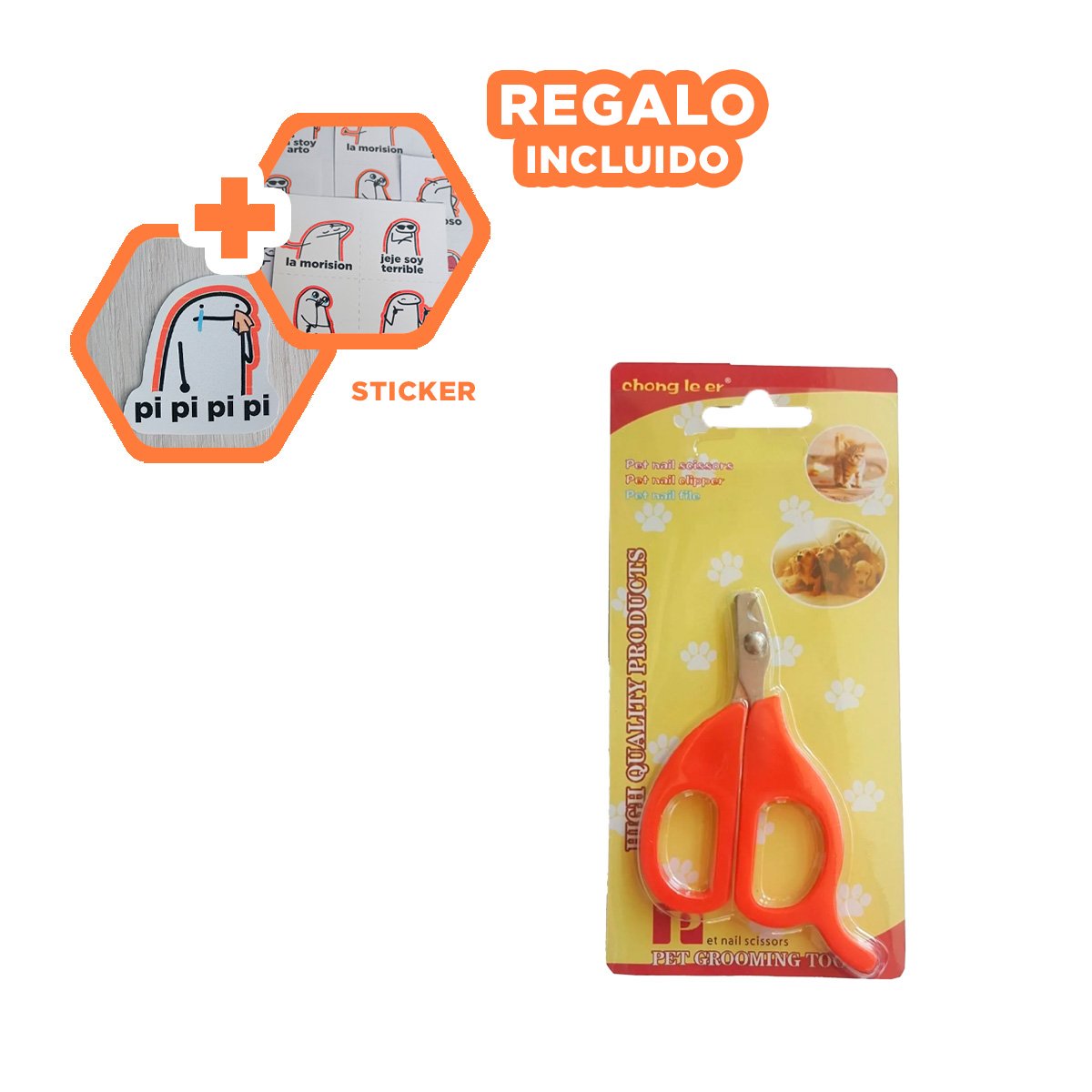 TIJERA SEGURA PARA GATOS Y CACHORROS NARANJA Y+REGALO STICKER - 1