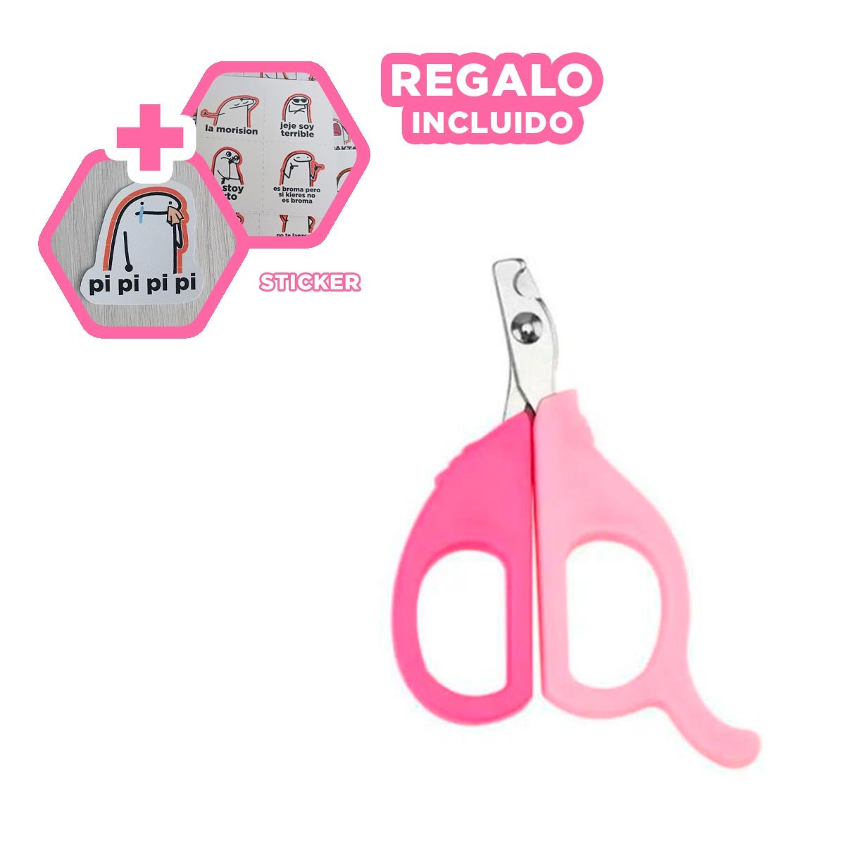 TIJERA SEGURA PARA GATOS Y CACHORROS ROSADO Y+REGALO STICKER - 1