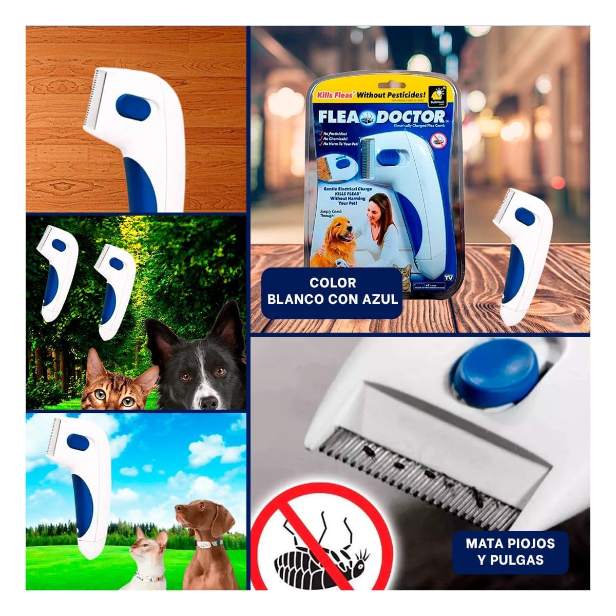 PACK12 REMOVEDOR RECARGABLE ELECTRICO BLANCO CON AZUL PARA PERROS Y GATOS Y+PAPEL REGALO - 2