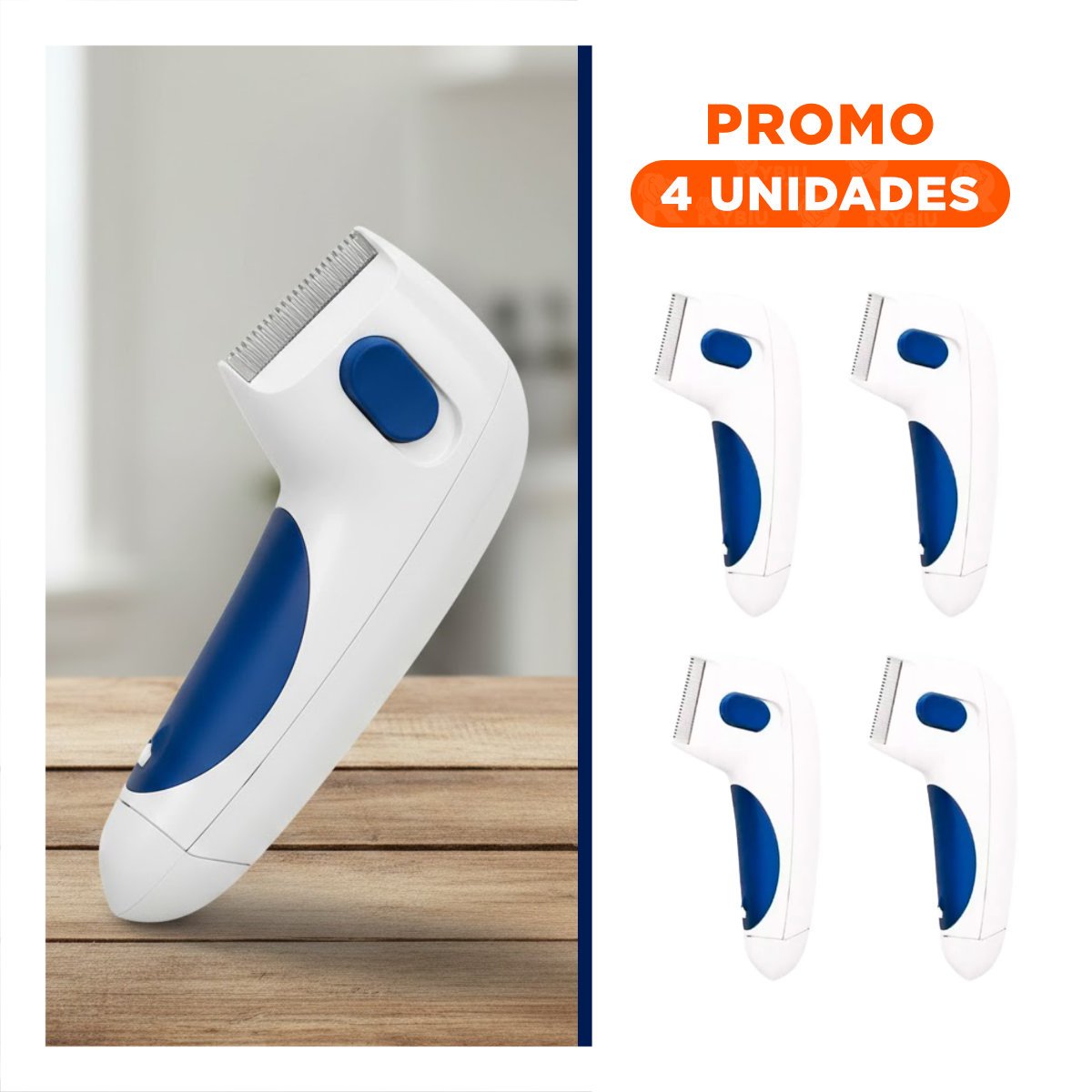 PACK4 REMOVEDOR PROFESIONAL ELECTRICO BLANCO CON AZUL PARA MASCOTAS Y+REGALO STICKER - 1