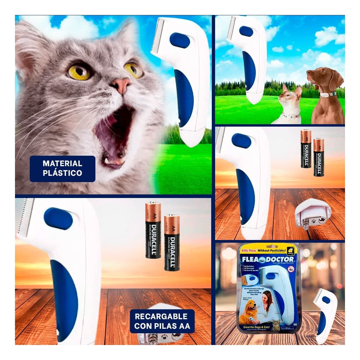 PACK4 REMOVEDOR PROFESIONAL ELECTRICO BLANCO CON AZUL PARA MASCOTAS Y+REGALO STICKER - 2