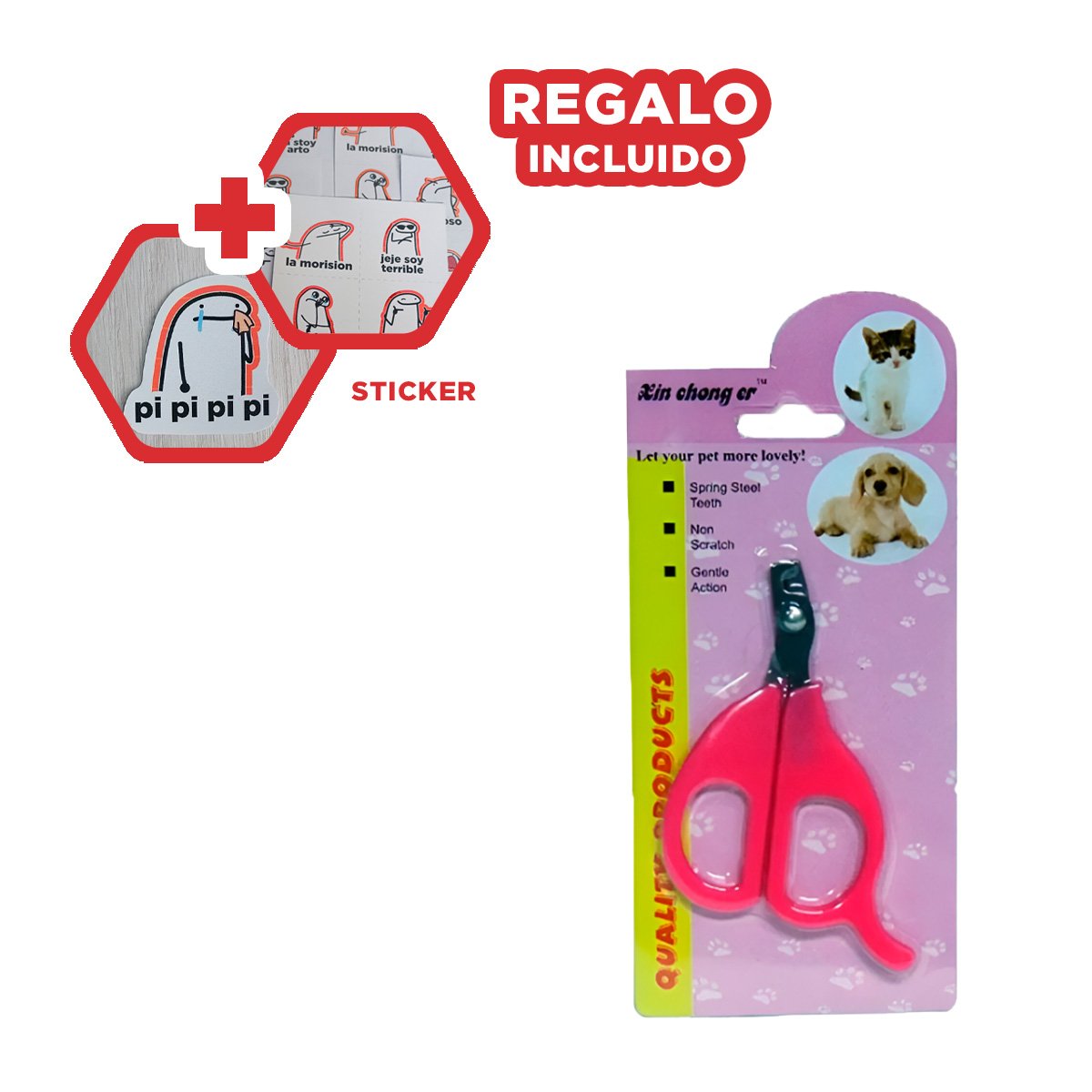TIJERA SEGURA PARA GATOS Y CACHORROS ROJO Y+REGALO STICKER - 1