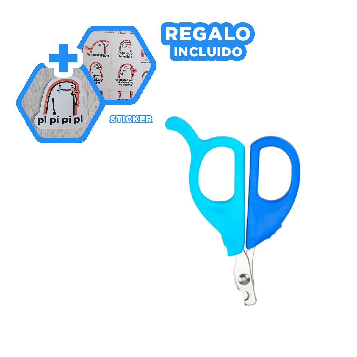 TIJERA SEGURA PARA GATOS Y CACHORROS CELESTE Y+REGALO STICKER - 1