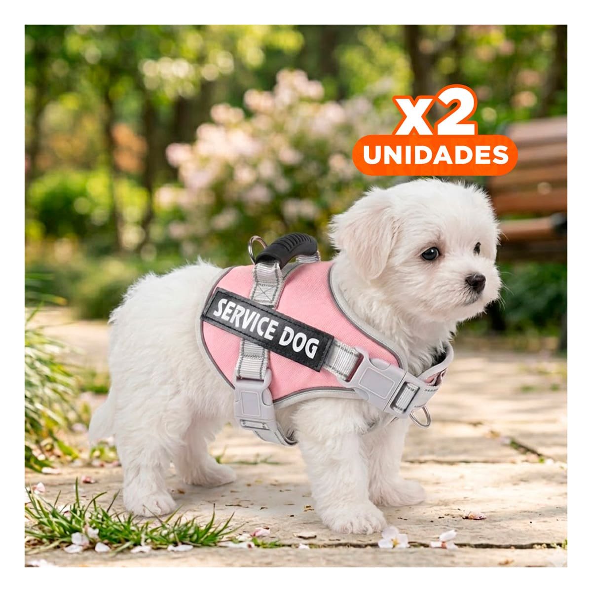 PACK2 PETO AJUSTABLE SERVICE DOG TALLA XS ROSADO CLARO CON ASA Y+REGALO STICKER - 1