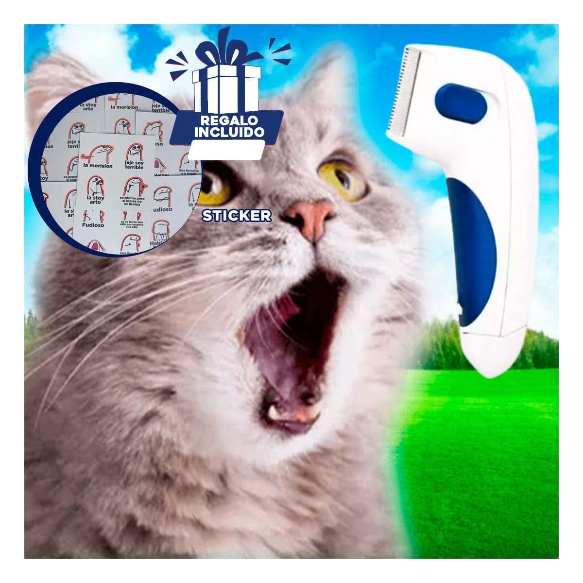 DISPOSITIVO MATA PULGAS ELECTRICO BLANCO CON AZUL PARA MASCOTAS Y+REGALO STICKER - 1