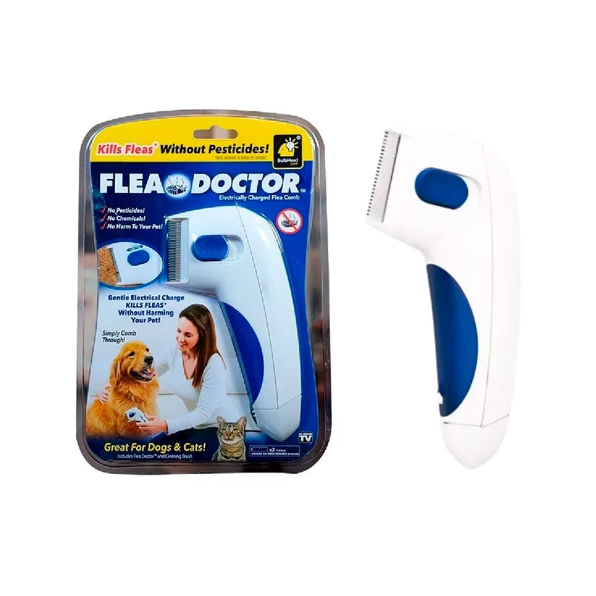 DISPOSITIVO MATA PULGAS ELECTRICO BLANCO CON AZUL PARA MASCOTAS Y+REGALO STICKER - 3