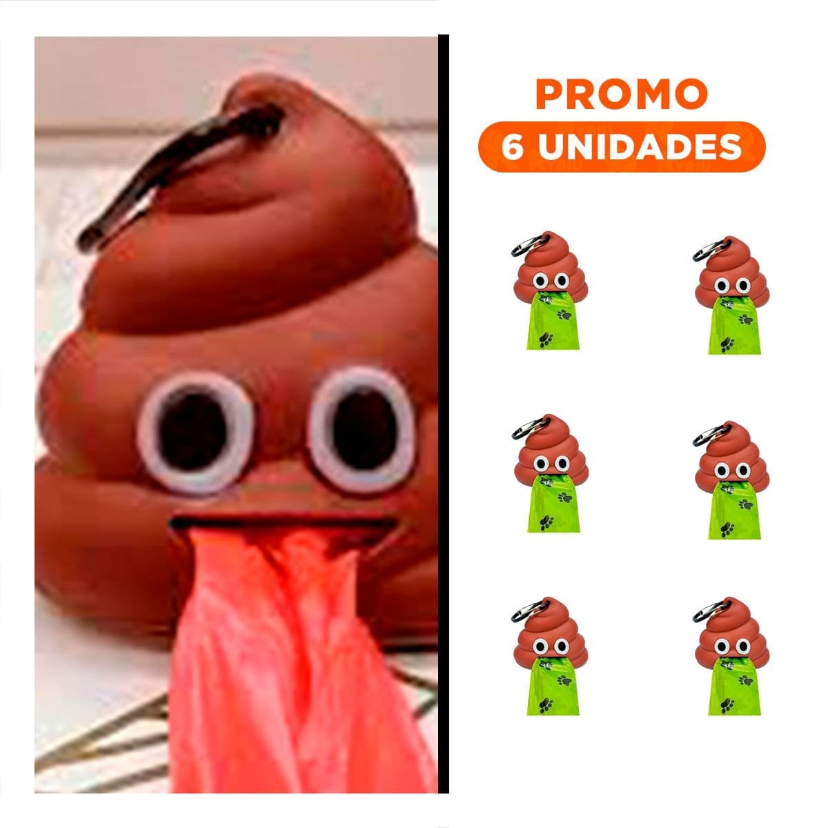 PACK6 ESTUCHE LIGERO DE BOLSAS EN FORMA DE POPO MARRON - 1