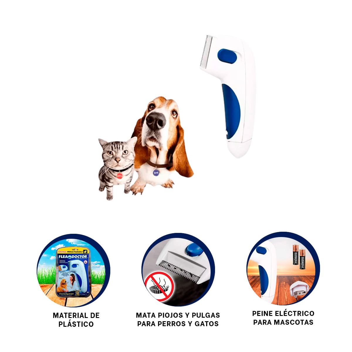 REMOVEDOR MATA PULGAS ELECTRICO BLANCO CON AZUL PARA MASCOTAS - 3