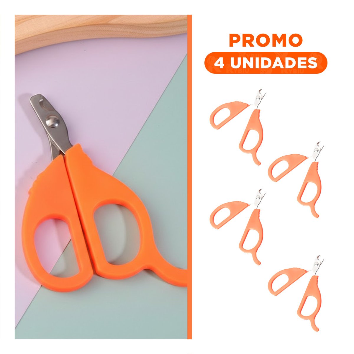 PACK4 ALICATE PRACTICO PARA GATOS Y CACHORROS NARANJA Y+REGALO STICKER - 1