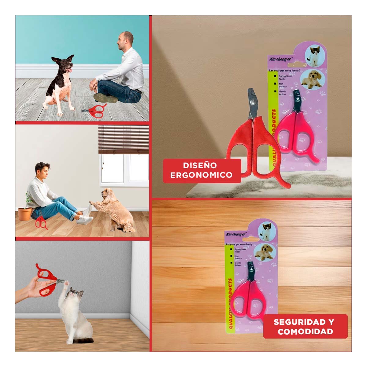 CORTAUÑAS COMPACTO PARA GATOS Y CACHORROS ROJO Y+POST IT - 1