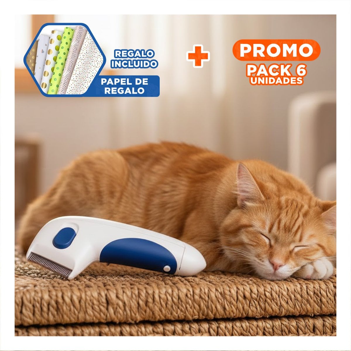 PACK6 DISPOSITIVO PROFESIONAL ELECTRICO BLANCO CON AZUL PARA MASCOTAS Y+PAPEL REGALO - 1