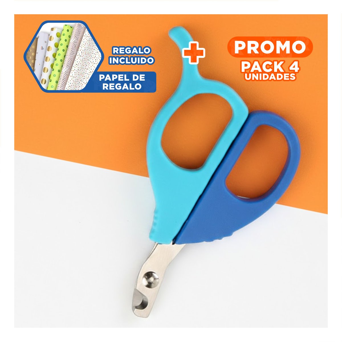 PACK4 CORTAUÑAS PRACTICO PARA GATOS Y CACHORROS CELESTE Y+PAPEL REGALO - 1