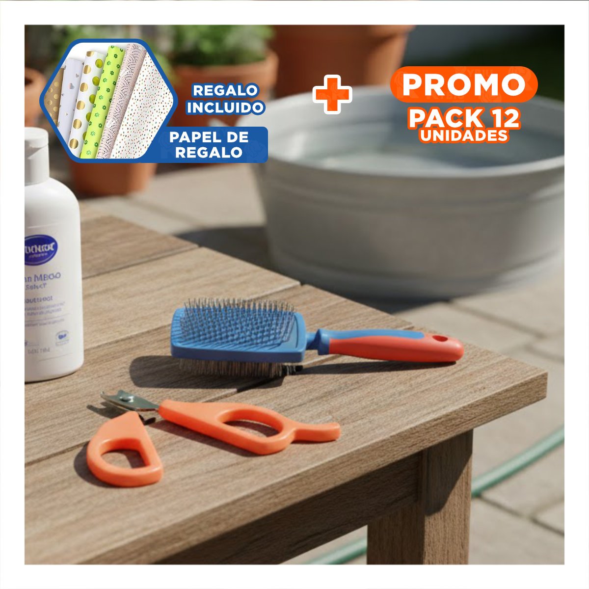 PACK12 ALICATE ERGONOMICO PARA GATOS Y CACHORROS NARANJA Y+PAPEL REGALO - 1