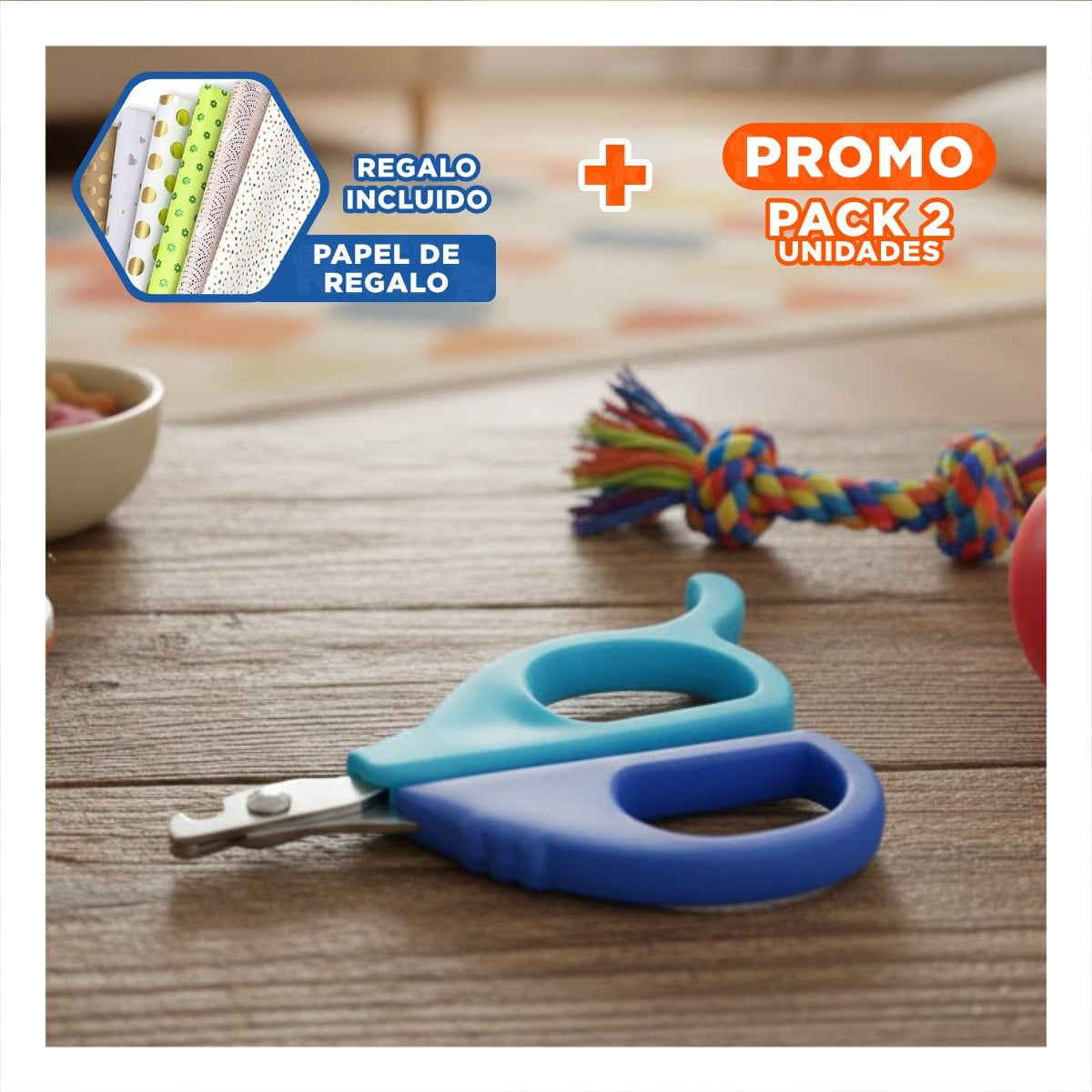 PACK2 PINZA COMPACTA PARA GATOS Y CACHORROS CELESTE Y+PAPEL REGALO - 1