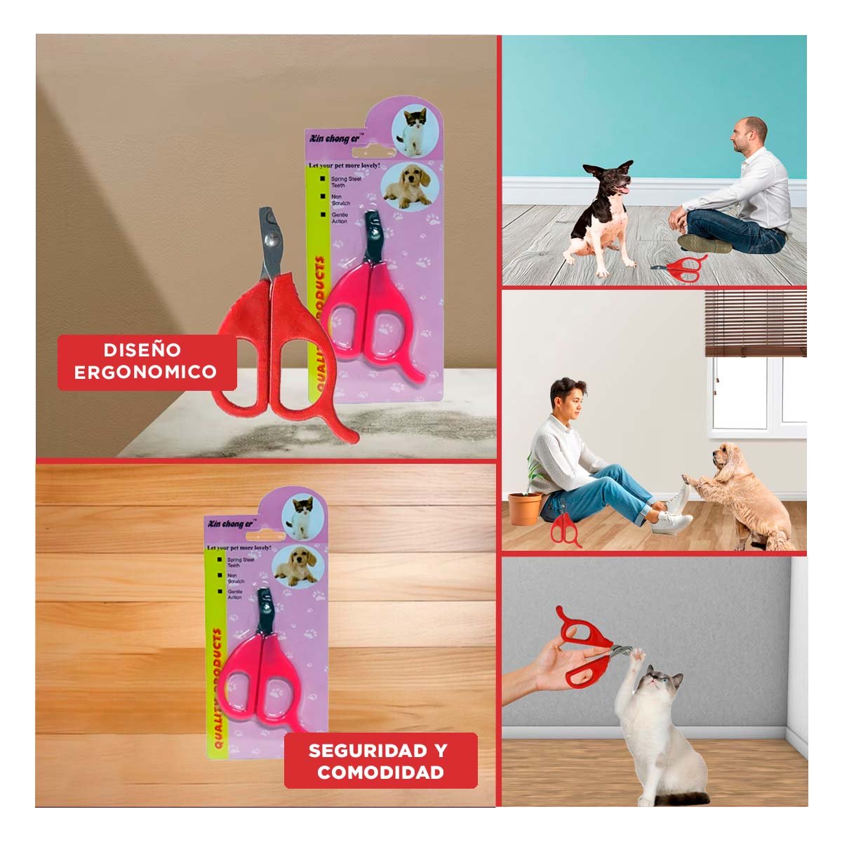 ALICATE SEGURO PARA GATOS Y CACHORROS ROJO - 5