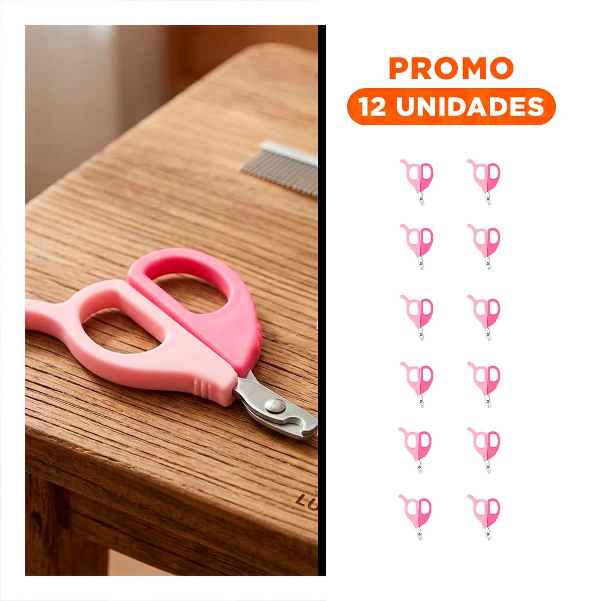 PACK12 PINZA ERGONOMICA PARA GATOS Y CACHORROS ROSADO Y+REGALO STICKER - 1