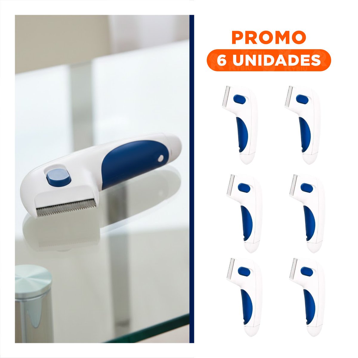 PACK6 ELIMINADOR PROFESIONAL ELECTRICO BLANCO CON AZUL PARA MASCOTAS - 1