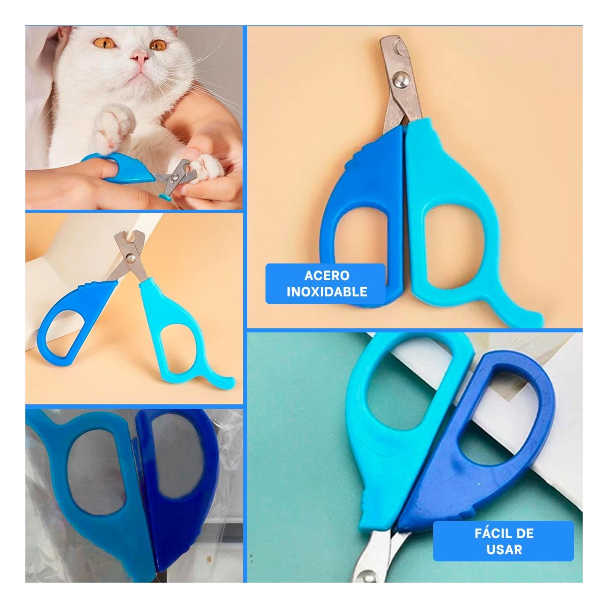 CORTA UÑA COMPACTO PARA GATOS Y CACHORROS CELESTE Y+LIGAS REGALO - 5