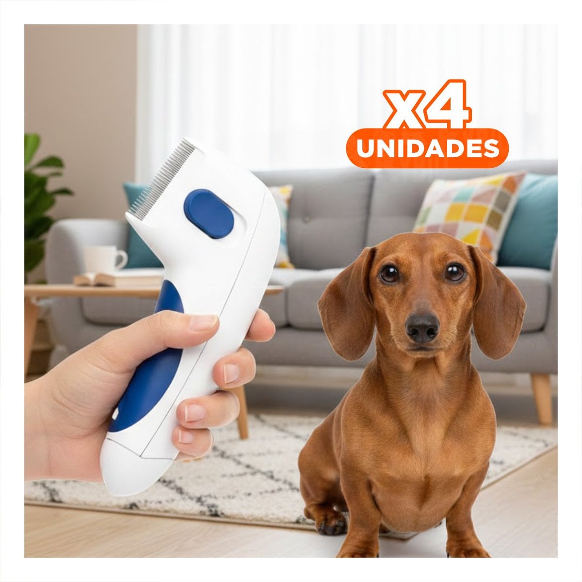 PACK4 PEINE PROFESIONAL ELECTRICO BLANCO CON AZUL PARA MASCOTAS - 1