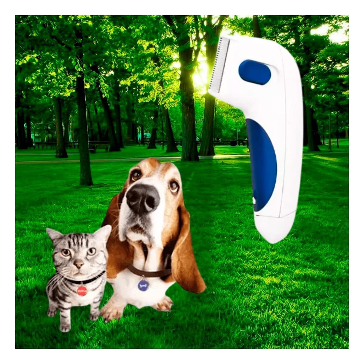 PACK4 PEINE PROFESIONAL ELECTRICO BLANCO CON AZUL PARA MASCOTAS - 2