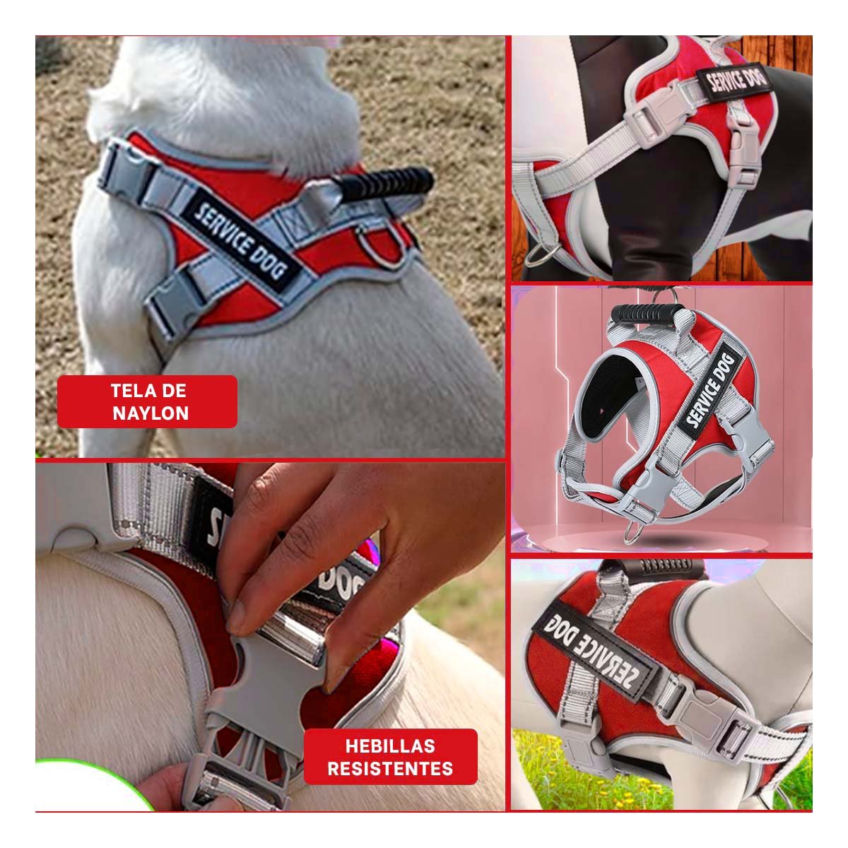ARNES AJUSTABLE SERVICE DOG TALLA XS ROJO CON ASA Y+POST IT - 5